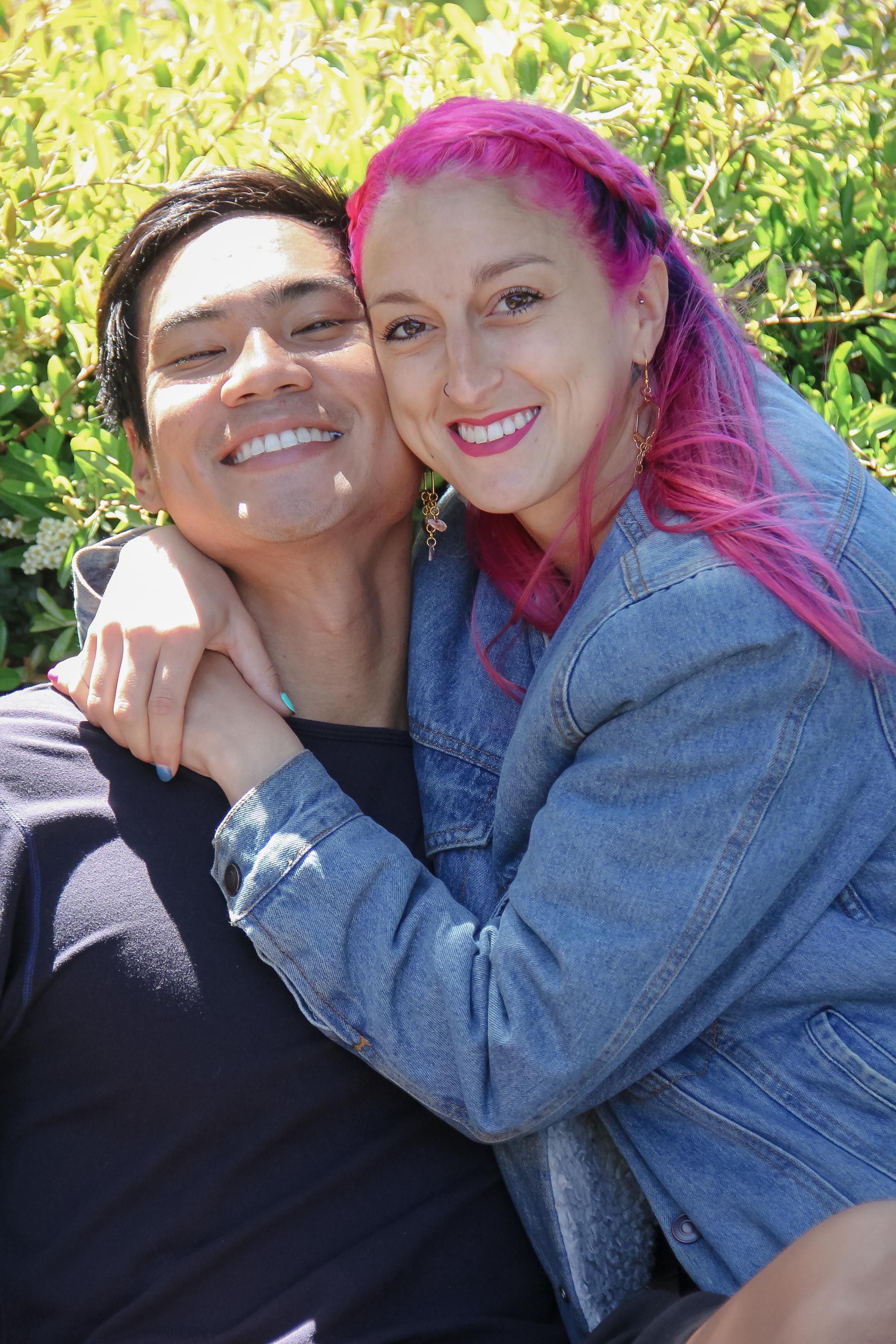 A good-looking couple smile for the camera.